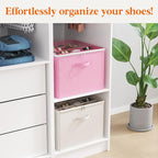 Lifewit 4 Pack Shoe Storage Organizer for Closet, Large Shoe Box Storage Containers with Clear Cover, Foldable Storage Bins Fit for Boots Fits 48-64 Pairs (Each 12-16 Pairs) Pink