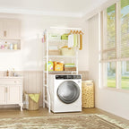 Ulif U11 Mini Over Washer and Dryer Shelves, 3 Tiers Laundry Room Storage and Organizer Standing Shelf, Metal Freestanding Clothes Drying Rack, 28.3”W x 19.7”D x 77.6”H, White