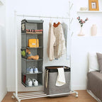 BrilliantJo 5 Shelves Hanging Closet Organizer, 2 Pack Hanging Storage with 6 Side Pockets for Clothes Bags, 43"x12"x12"(Gray)
