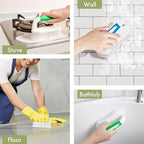Amazer Scrub Brush for Cleaning Comfort Grip Shower Scrubber Flexible Stiff Bristles with Handle Heavy Duty Cleaner Brush for Tub Sink Carpet Floor - Pack of 2 (Blue+Green)