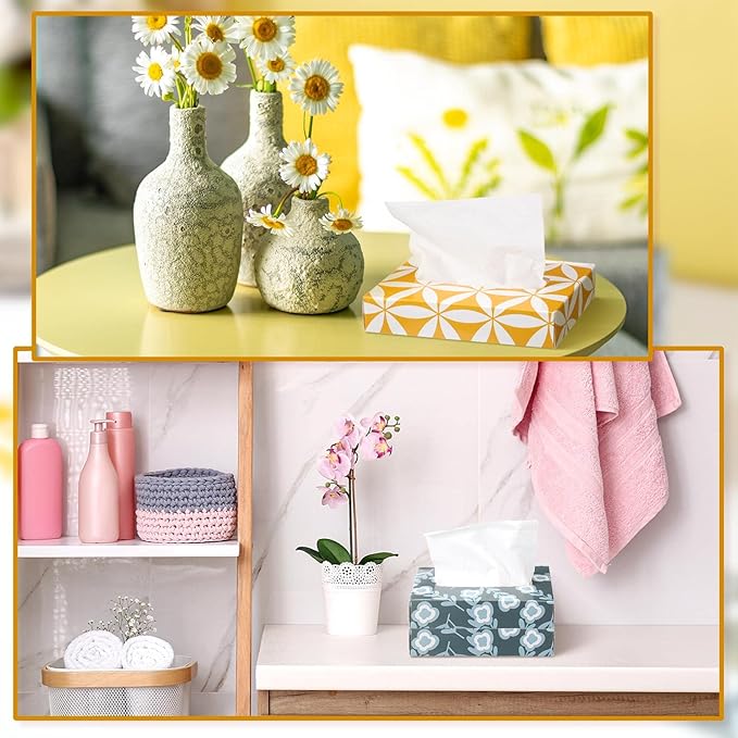 Yinder 24 Packs 960 Sheets Tissue Cube Car Facial Boxes Disposable Facial Travel Tissues Holder Soft Watercolor Boxes 2 Ply 40 Sheets for Wedding Household Car Kitchen Bathroom(Simple)