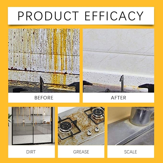Heavy Duty Kitchen Degreaser Spray, Powerful Cleaner for Stubborn Oil Stains, Grease Remover for Stovetops, Countertops, Ovens & Grills, 2 PCS