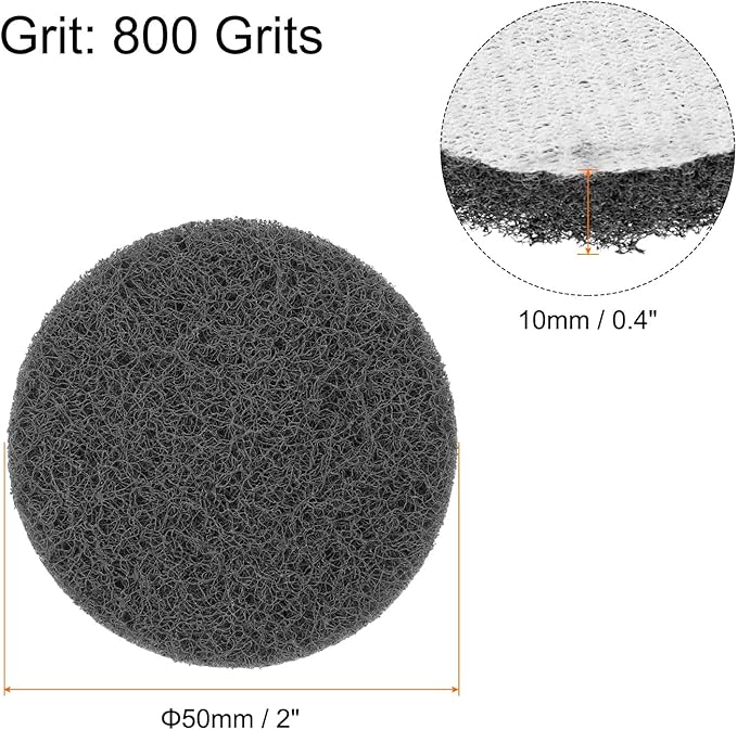 HARFINGTON 20pcs Scrubber Scouring Pads 800 Grits 2 Inch Drill Power Brush Hoop and Loop Surface Conditioning Disc Drill Scuffing Disc Scrub Pads for Home Kitchen Cleaning, Grey
