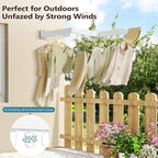 JAUREE Clothes Drying Rack Wall Mounted, Space-Saving Drying Rack Clothing, Collapsible Foldable Retractable Laundry Rack with 18 Hooks, Indoor/Outdoor, White