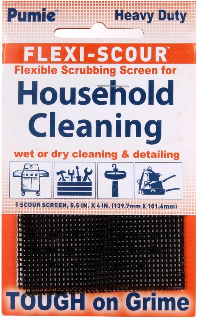 PUMIE Flexi-Scour, 5.5 x 4 Inch Flexible Scrubbing Screen for Household Cleaning, Flexible Scouring Mesh Pad, FLEX-12 C Abrasive Grit Cleaning Screen for Grill, Removes Carbon, Rust, Scale(Pack of 48)