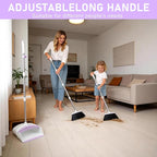 Broom with Dustpan Combo Set for Home 54-in Long Adjustable Handle Angle Broom and Dustpan Set with Dustpan Comb Teeth for Sweeping Pet Hair Food Dirt Kitchen