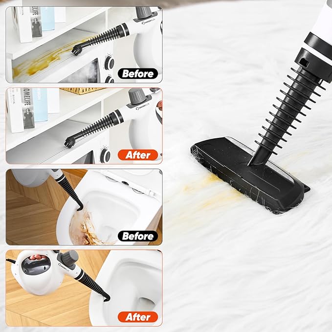 Steam Disinfection Cleaner, Handheld Pressurized Steamer with 9-Piece Accessories for Multi-Surface Cleaning, Natural Sanitization for Kitchen, Floor (1 x Steam Cleaner Kit)