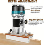 Router Trimmer Tool, Portable Adjustable Router, Wood Cutting Accessory with 2 in 1 Function, Electric Hand Machine with Precision Design, Woodworking Equipment, Kit for Home Yard Craft Repair
