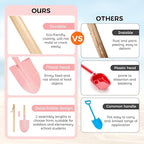 2 Pack Beach Shovels for Kids, 27.2" Long Detachable Kids Shovel with Wood Handle Metal Spade Sand Shovels for Digging Sand Gardening Beach Play Tool for Kids Adults Gifts (Pink)
