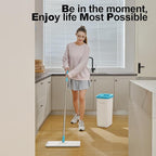 Mop and Bucket Set, Mops for Floor Cleaning, Squeeze Flat Mop and Bucket System, Dry & Wet Wall Mop Cleaner with Long Handle for Household Cleaning with 4 Microfiber Mops, Turquoise-Cyan