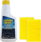 Cerama Bryte Combo Kit Pads & Removes Tough Stains Cooktop and Stove Top Cleaner for Glass - Ceramic Surfaces, 10 Ounces
