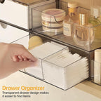 PAVSTINE Medicine Cabinet Organizer 2 Pack, Stackable Storage Drawers with Removable Divider, Make Up Organizer for Bathroom Mirror Cabinets, Vanity, Closet, Countertop - Clear