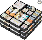 DIMJ Drawer Organizer Clothes Storage - 24 Pack Baby Dresser Organizer for Nursery, Small Fabric Closet Drawer Organizer Bins for Underwears Socks, Foldable Storage Dividers Organization for Bedroom