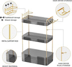 Akinbas 3 Tier Bathroom Organizer Countertop Makeup Perfume Tray Skincare Organizer Comes with Hair Dryer Rack and Toothbrush Holder for Bathroom Dresser Vanity (Grey)