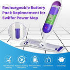 1 Pack Rechargeable Battery Pack Replacement for Swiffer Power Mop, 2000mAh Lithium Ion Battery Holder with Charging Port （500 Cycles, 3 Years）