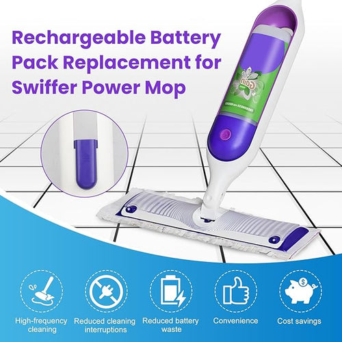 1 Pack Rechargeable Battery Pack Replacement for Swiffer Power Mop, 2000mAh Lithium Ion Battery Holder with Charging Port （500 Cycles, 3 Years）