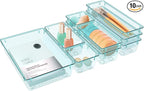StorMiracle 10 PCS Drawer Organizer Set, 4 Varied Size Bathroom and kitchen Drawer cabinet organizer Trays, Clear Storage Bins for Makeup, Jewelry, Utensils and Gadgets