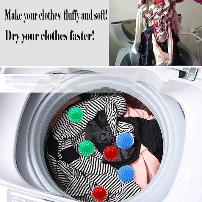 Reusable Dryer Balls Laundry Wash Dryer Balls Anti-Static Fabric Softener Laundry Washing Ball, 6pcs (Red)