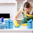 Tanlade 480 Pcs Individually Wrapped Sponges Kitchen Bulk Non Scratch Scouring Sponges for Dishes Household Cleaning Travel Apartments Hotel Car (Blue)