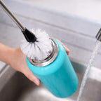 Stainless Steel Bottle Brush with Replaceable Head, 2 Pack Long Handle Scrubbing Brush for Water Bottles, Glasswares, Mugs, Flasks, Tumblers, Vases, and Kitchen Sink, 13 in - 15 in