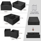 Criusia 6 Pack Clothes Drawer Organizer Dividers, Fabric Foldable Closet Dresser Drawer Organizer for Clothing, Bra Sock Underwear Drawer Organizer for Nursery Bedroom Organization (6 Bins, Black)