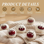 Soulchen 6 Pack Reusable Wool Dryer Balls with Cute Design, Laundry Accessories for Efficient Drying Soften Laundry Reduce Wrinkles Static Pet Hair Remover(Monster)