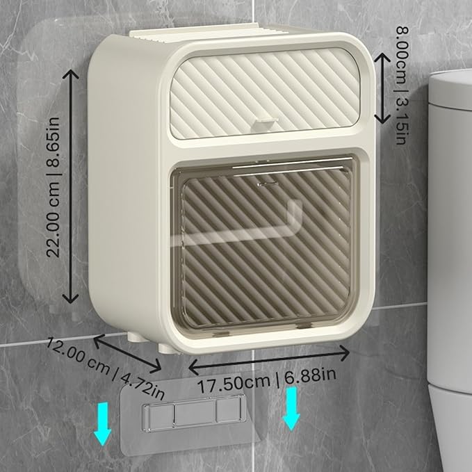 Wall-Mounted Tissue Box – Plastic Bathroom Toilet Paper Holder with Phone Shelf