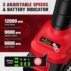 Cordless Angle Grinder 4-1/2 inch, 12000 RPM Brushless Metal Grinder Power Tools with 2x4.0Ah Battery, 3 Variable Speeds Angle Grinder with Auxiliary Handle for Cutting Grinding Polishing