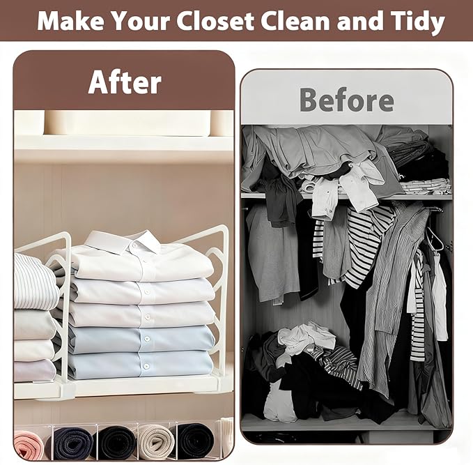 ZhLife 2-PCS Plastic Shelf Dividers, Closet Organizers & Storage for Closet, Shelf, Kitchen, Pantry, Bathroom & Office, Organizer for Clothes, Books, Towels, Purses (White 2-PCS)