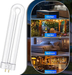 Klahaite Replacement Light Bulb Bug Zapper 15W Bug Light Bulbs for K15, X3,T6, T8, T9 Bug Zapper Outdoor 4-Pin Base U Shaped Twin Tube Bulb for Outdoor Mosquito Zapper, 2 Pack