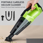Cordless Car Vacuum: Portable Handheld Vacuum with LED Light, High Power Suction, Lightweight Rechargeable Hand Vacuum Cleaner for Car, Home, Office, and Pet Hair - Green