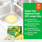 15g Extra Large Garbage Disposal Cleaner & Deodorizer Tablets - 24-Pack Foaming Tablets, Long-Lasting Lemon Scent - Deep Clean Kitchen Sink Disposer,Dissolve Grease & Odors - 1 Year Supply