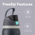 Owala FreeSip Insulated Stainless Steel Water Bottle with Straw for Sports, Travel, and School BPA-Free Sports Water Bottle, 40 oz, Foggy Tide