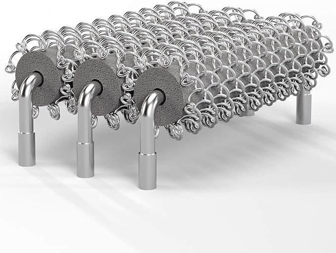 Replacement Brush Head for Bristle Free Grill Brush Compatible with HOUSE AGAIN Grill Cleaner,304 Stainless Steel Mesh+Safe Silicone Sponge Spinning Design Full-Angle Clean,Sturdy/Heat Resistant-3pcs