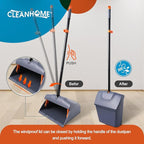 Heavy Duty Broom with Dustpan Combo Set Indoor and Outdoor Dual Purpose,Stiff Bristle Commercial Angle Broom and Standing Dust Pans with Long Handle for Sweeping Home,Kitchen,Yard,Grey
