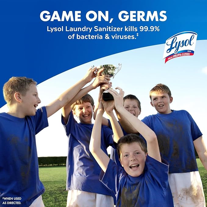 Lysol Disinfectant Laundry Sanitizer, Laundry Detergent Additive, Color Safe Bleach Alternative, Laundry Odor Eliminator, Kills Bacteria & Viruses, Crisp Linen Scent, 40 fl oz (pack of 4)