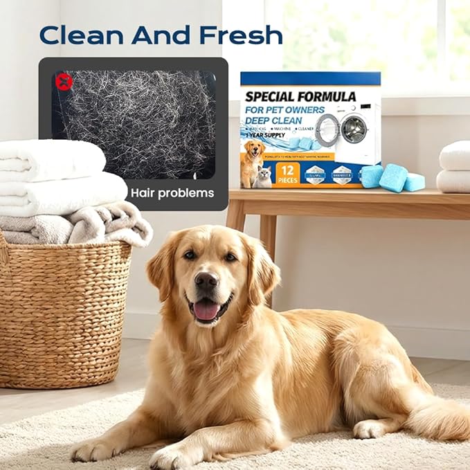 Washing Machine Cleaner Tablets, 2026 Upgrade 12/24/36-Pack (12 Month Supply) for HE/Top/Front Load Washers - Removes Stubborn Pet Hair, Odors, Mold & Residue, Septic Safe & Fragrance Free (12 PACK)