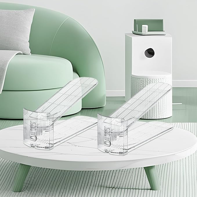 MOVDEET Shoe Slots Organizer,30 Pack Transparent Shoe Stacker Adjustable Shoe Slot Organizer Space Saver Shoe Rack Holder Shoe Storage Organizers for Closet,Transparent