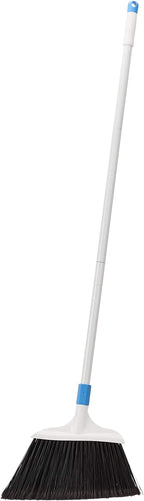 Amazon Basics Heavy-Duty Floor Cleaning Broom with Stiff Bristles, Sturdy 3-Piece Handle, Easy to Assemble, Indoor Outdoor Use for Driveways and Sidewalks, Blue and White