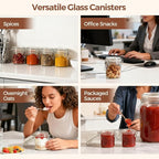 ComSaf 8oz Glass Jars with Airtight Lids (Set of 6), Cylindrical Jelly & Spice Jars for Pantry Organization, 240ml Small Canisters with Wire Clamp for Sourdough Discard, Jam, Honey & More