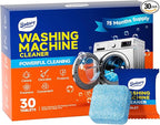 Washing Machine Cleaner tablets, 30 Count - 15 Month Supply, Deep Cleaning Deodorizer for HE Front & Top Loader Laundry Washer, Cleans Inside Drum Pump Valve Hoses, Septic Safe, Lemon Secent