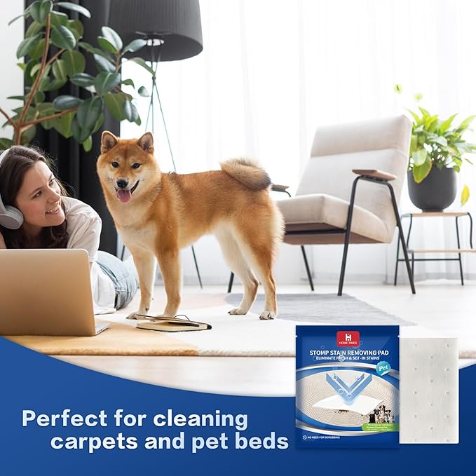 Home Times Carpet Cleaning Wet Wipes, Pet Lifting Pads + Oxy for Stain Removal on Carpet & Area Rug Cleaning, 20 Count(Pack of 1)
