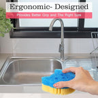 3 Pcs Dual Sided Scrub Sponge Multi Functional Cute Temperature Sensitive Non Scratch Dish Sponge for Washing Dishes Kitchen Bathroom (Cat,Green, Orange, Blue)