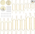 Bilillo 14 Pieces Plate Hangers for Wall - 8/10/12/14/16 Inch Invisible Plates Hanger, Stainless Steel Plate Holders with 14 Pieces Wall Hooks for 7.5 to 20 Inch Decorative Plates and Arts