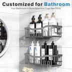 EUDELE Shower Caddy 2 Pack, Adhesive Shower Organizer for Home Decor & Kitchen Storage, No Drilling, Rustproof Stainless Steel Bathroom Shelf Organizer