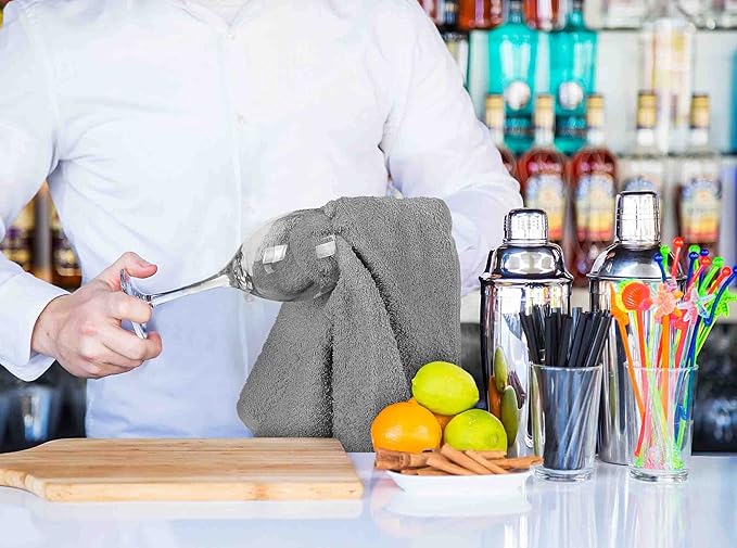 Utopia Towels Kitchen Bar Mops, Pack of 12, 16 by 19 Inches, 100% Cotton Super Absorbent Grey Towels, Multi-Purpose Cleaning Towels for Home and Kitchen Bars