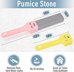 WISYOK 12 Pack Toilet Pumice Stone with 2 Handle, Hard Water Ring Calcium Buildup Remover, Grey Pumice Stone for Bathroom, Sink, Bathtub, Pool, Grill Cleaning