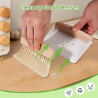 Small Dustpan and Brush Set with Wood Handle,Portable Hand Broom and Metal Dustpan Set, Wooden Mini Brush with Dustpan Set for Home Kitchen Office Desktop,Pet Dog Hair,Camping