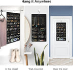 Hanging Jewelry Organizer for Closet, Double-Sided 48 Pockets & 8 Necklaces Holder Jewelry Hanging Organizer to Store Earrings, Necklaces, Bracelets, Rings