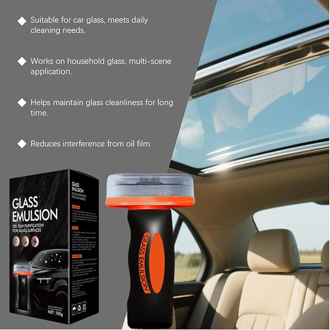 Q4 Glass Guard,Glass Emulsion Cleaner,Glass Handle Oil Film Remover Lotion,Car Windshield Oil Film Remover,Removes Oilfilm & Smudges (3PCS)